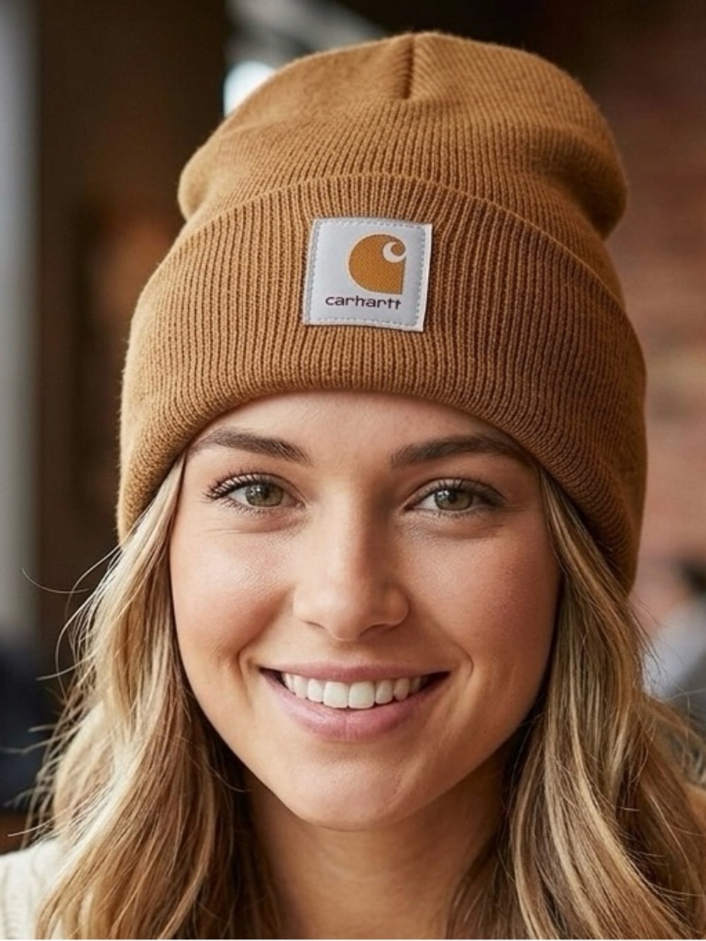 Carhartt Tan Knit Beanie Classic Winter Outdoor Snow Fall Cozy Warm